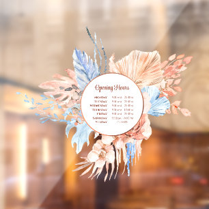 Peach and Blue Bouquet Opening Hours Window Cling
