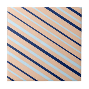 Peach and Blue Diagonal Striped Tile