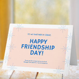 Peach and Blue Dot Pattern Friendship Day Greeting Card