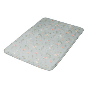 Peach and Blue Dreamflowers Bath Mat