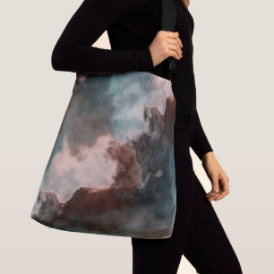 Peach and Blue Marble Abstract Crossbody Bag