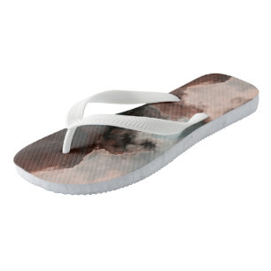 Peach and Blue Marble Abstract Flip Flops