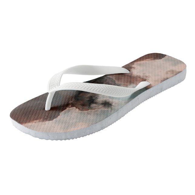 Peach and Blue Marble Abstract Flip Flops (Angled)