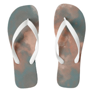Peach and Blue Marble Abstract Flip Flops