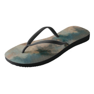 Peach and Blue Marble Abstract Flip Flops
