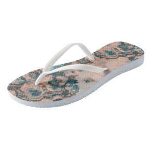 Peach and Blue Marble Abstract Flip Flops