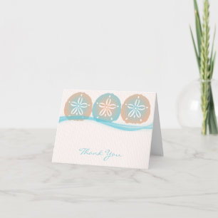 Peach and Blue Sand Dollars Beach Thank You Card