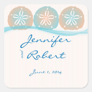 Peach and Blue Sand Dollars Envelope Seal