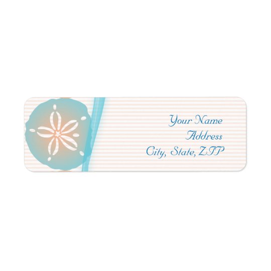 Peach and Blue Sand Dollars Return Address Label