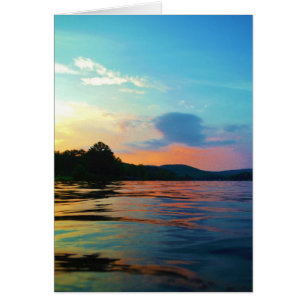 Peach and Blue Sunset on mountain Lake