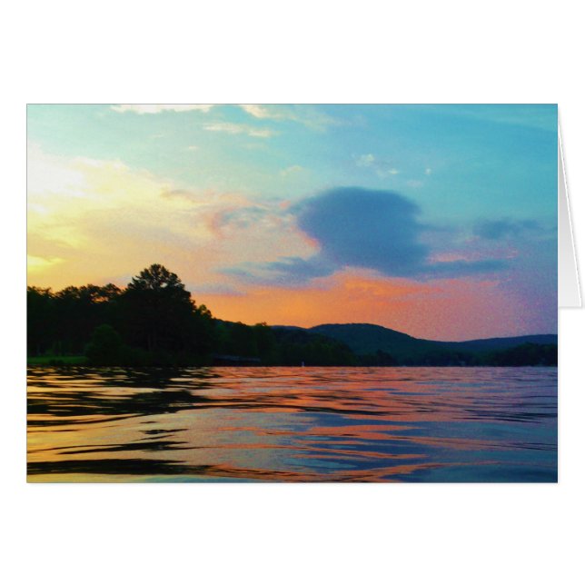 Peach and Blue Sunset on mountain Lake (Front Horizontal)