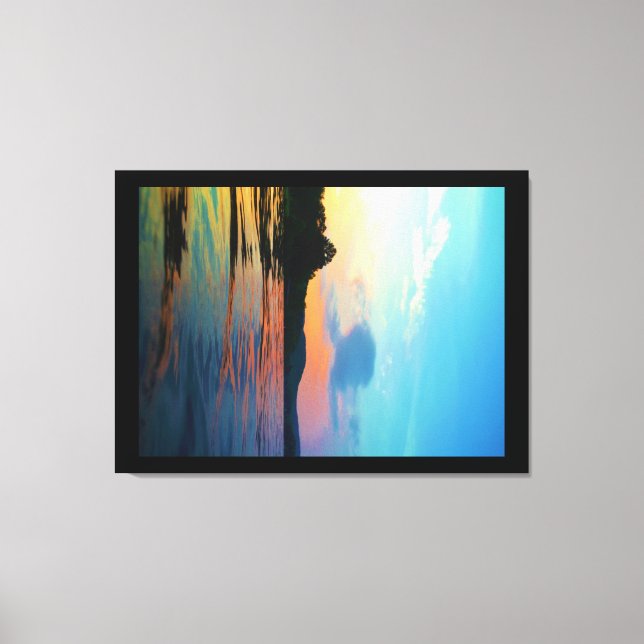 Peach and Blue Sunset on mountain Lake Canvas Print (Front)