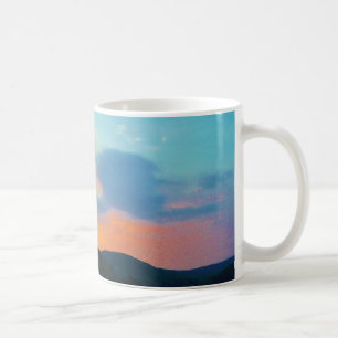 Peach and Blue Sunset on mountain Lake Coffee Mug