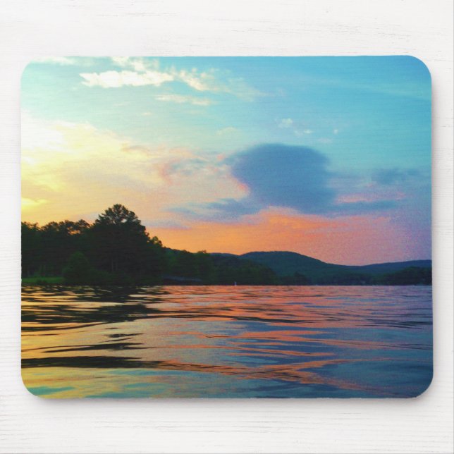 Peach and Blue Sunset on mountain Lake Mouse Mat (Front)