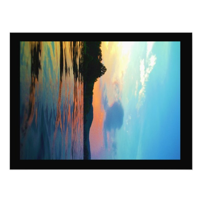 Peach and Blue Sunset on mountain Lake Photo Print (Front)