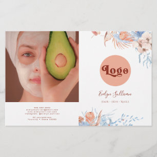 Peach and blue tropical bifold brochure