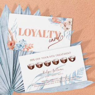 Peach and blue tropical loyalty card