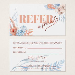 Peach and blue tropical referral card