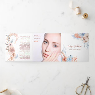 Peach and blue tropical trifold brochure