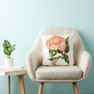 Peach and blush rose watercolorThrow Pillow
