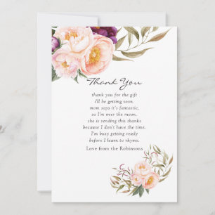 Peach and Burgundy Floral Baby Shower Thank You