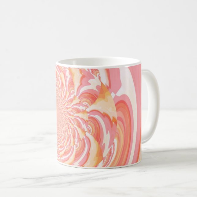 Peach and Coral Abstract Waves Coffee Mug (Front Right)