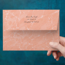 Peach and Coral Marbled Personalized Envelope