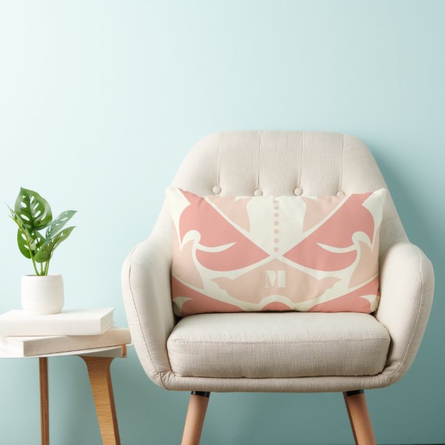 Peach and Coral Modern Damask Pillow (Chair)