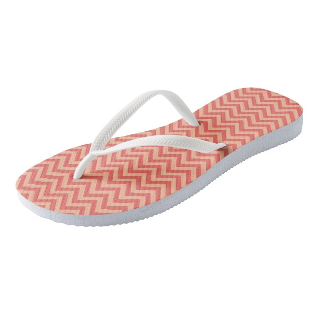 Peach and Cranberry Chevron Flip Flops (Angled)
