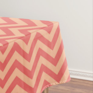 Peach and Cranberry Chevron Tablecloth