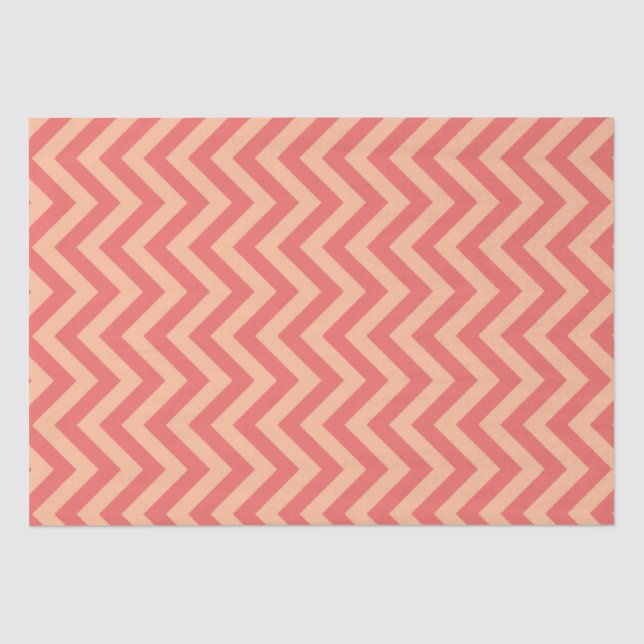 Peach and Cranberry Chevron Tissue Paper (Front)