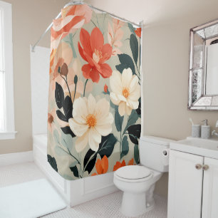 Peach and Cream floral blossoms Shower Curtain