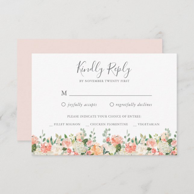 Peach and Cream RSVP Reply Card (Front/Back)