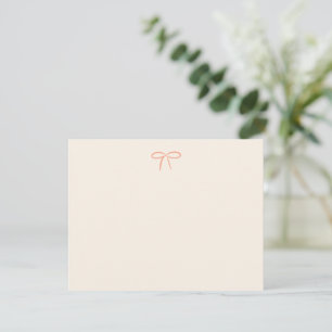 Peach and Cream Simple Bow Personal Stationery Card