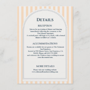Peach and Cream Striped Wedding Enclosure Card