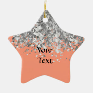 Peach and faux glitter personalised ceramic tree decoration