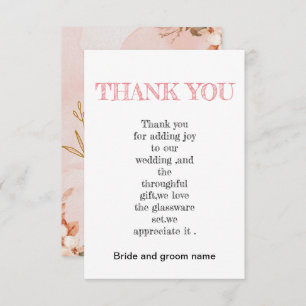 Peach and floral wedding  thank you card