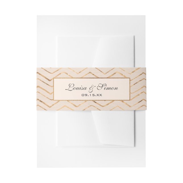 Peach and Gold Invitation Belly Band (Front Example)