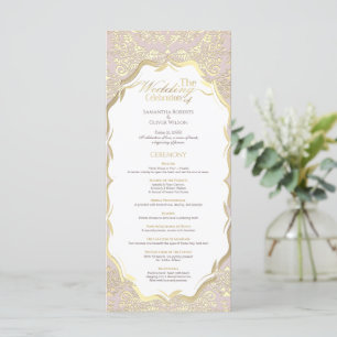 Peach and Gold Monogram  Wedding Program Programme
