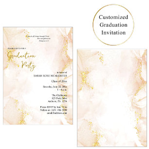 Peach and Gold Orthodox Christian 2026 Graduation Invitation