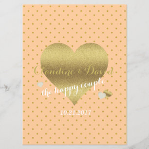 Peach And Gold Polka Dot Ceremony Wedding  Programme