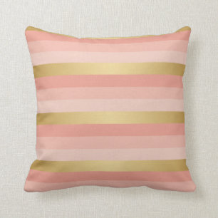 Peach and Gold Stripes Cushion