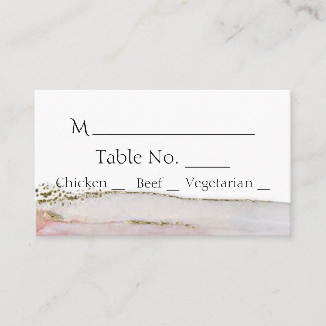 Peach and Gold Watercolor Wedding Place Cards (Front)