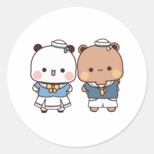 Peach And Goma Mochi Bear So Cute Classic Round Sticker