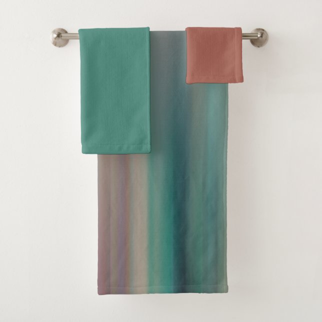 peach and green bath towel set (Insitu)