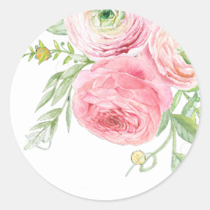 Peach and Green Floral Sticker