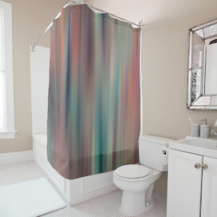 peach and green shower curtain