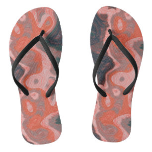 Peach and green Swirl abstract Flip Flops