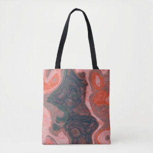 Peach and green Swirl abstract Tote Bag