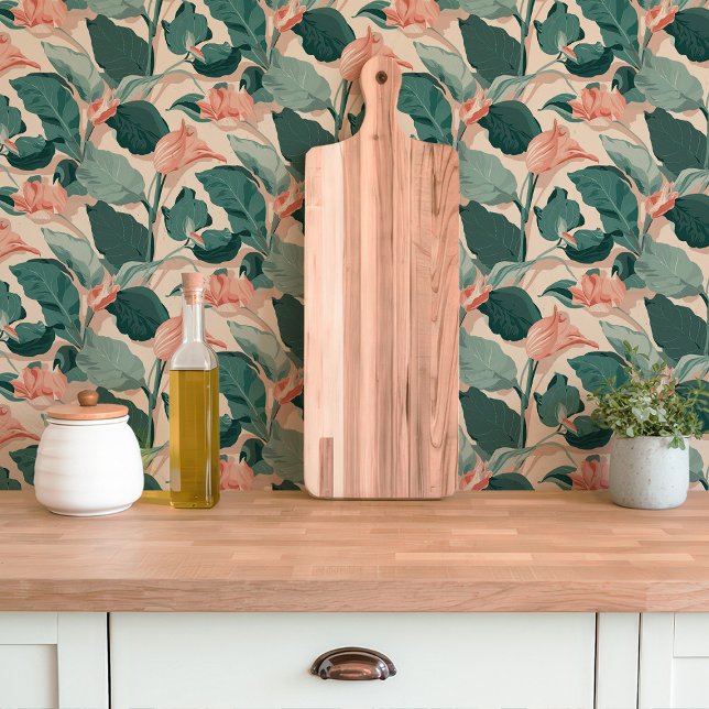 Peach and Green Tropical Floral  Wallpaper (Creator Uploaded)